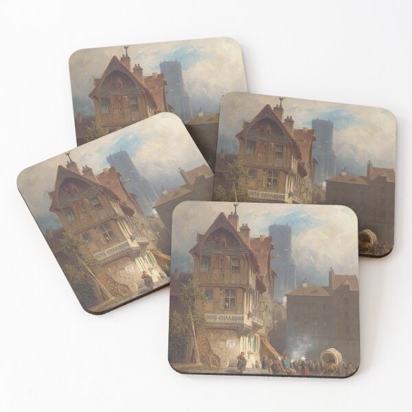 Item preview,  A bustling marketplace, Rouen - August Eduard Schliecker designed and sold by Vintage Designs +.