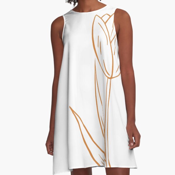 Orange Tulip Drawing A-Line Dress