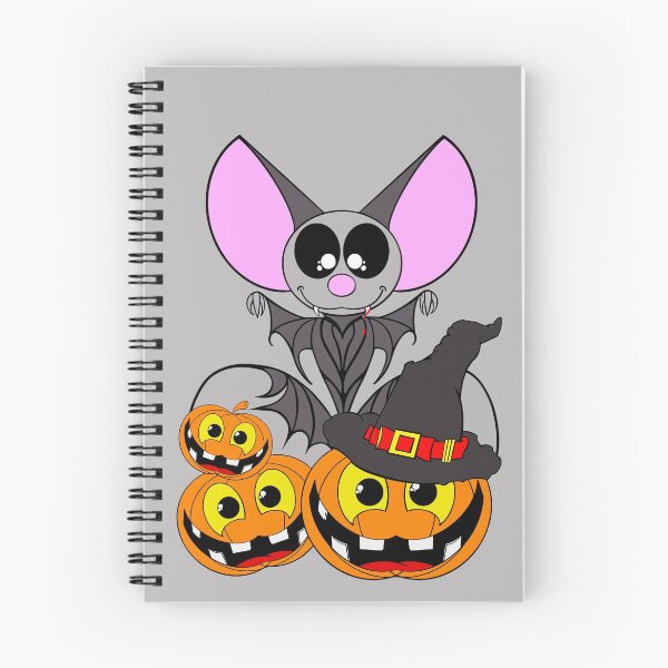 Item preview, SPOOKY HALLOWEEN CARTOON BAT BEHIND PUMPKINS designed and sold by CelebraToons.