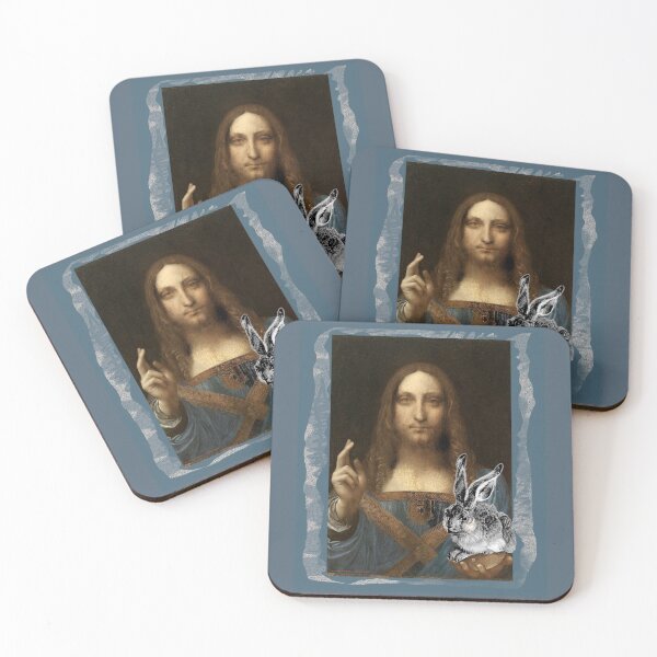 Item preview, Easter Softness - Leonardo Da Vinci's Salvator Mundi and Durer's Rabbit (Pop Art by ACCI) designed and sold by VanyssaGraphics.