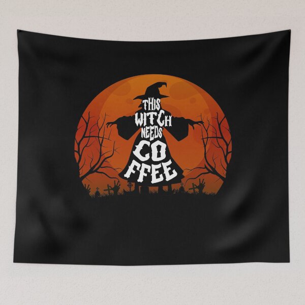 Item preview,  this witch needs coffee before anything for halloween scary witch design for coffee lovers designed and sold by mydreamcatcher.