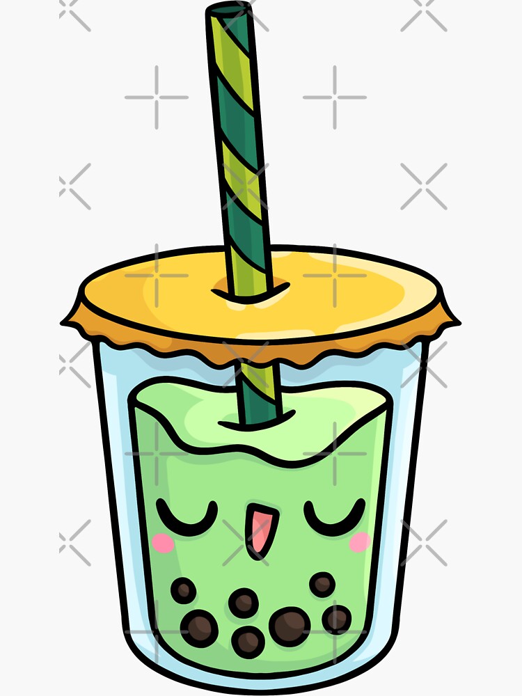 Matcha Flavour Bubble Tea  Chibi Boba Tea Sticker for Sale by