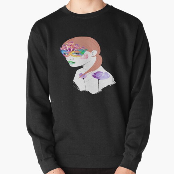 women with ostrich feathers mask Pullover Sweatshirt