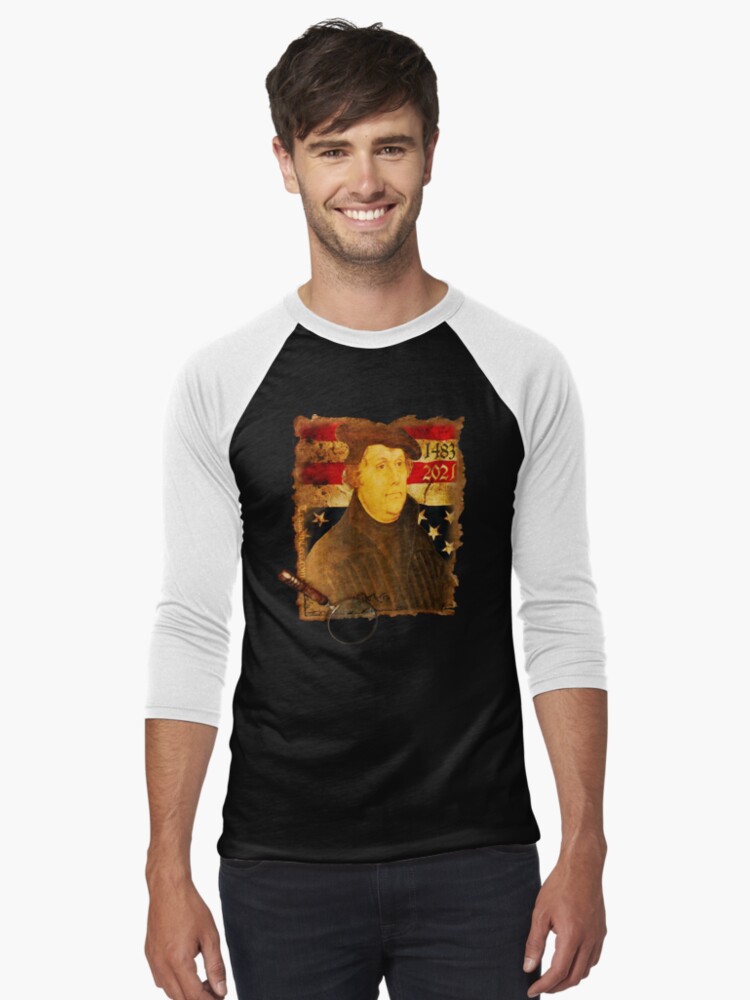 Thumbnail 1 of 3, Baseball ¾ Sleeve T-Shirt, Martin Luther Day designed and sold by CamelotDaily.