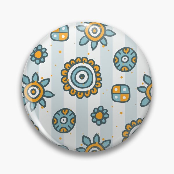 Item preview, Striped Yellow, White, Blue Flower Hand Drawn Doodle Pattern designed and sold by GeeHanz.