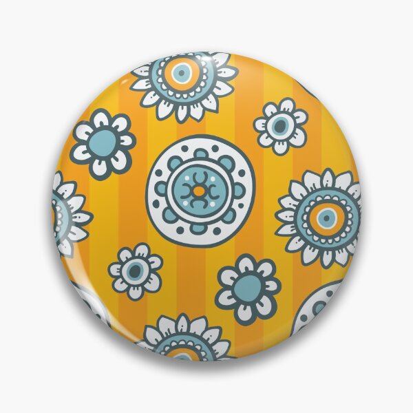 Item preview, Striped Yellow, White, Blue Flower Hand Drawn Doodle Pattern designed and sold by GeeHanz.