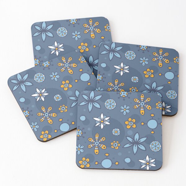 Item preview, Blue, White, Yellow Flower Hand Drawn Doodle Pattern designed and sold by GeeHanz.