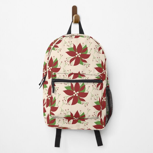 Item preview, Retro Christmas Poinsettia Vintage Holiday Aesthetic Pattern With Winterberries Light Background designed and sold by retroyule.