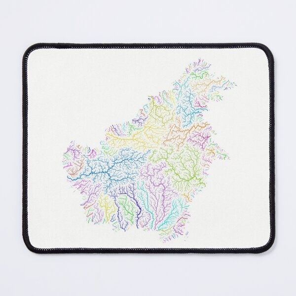 Item preview, Borneo River Basin Map in Rainbow Colours with White Background designed and sold by GrasshopperGeo.
