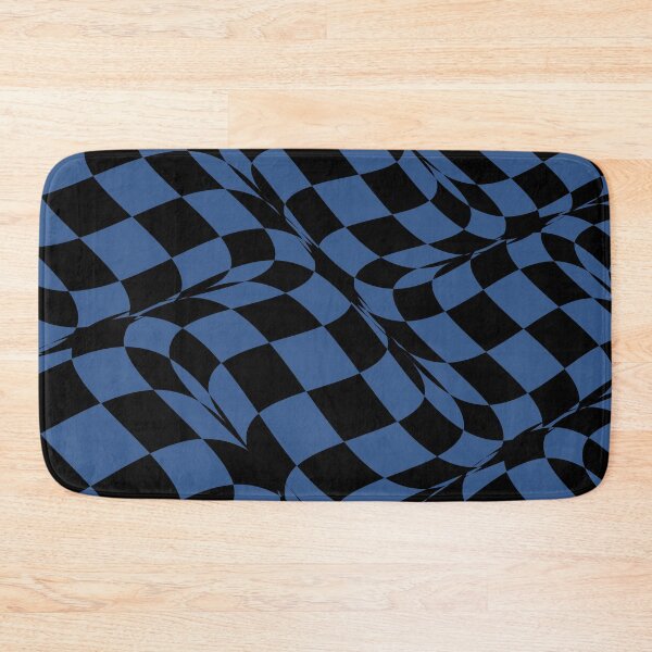 Artikelvorschau, Schwarz und Blau verzerrtes Schachbrettmuster Koordinaten mit Behr Popular Color 2022 Dark Cobalt Blue PPU15-03 entworfen und verkauft von ColorOfTheYears.