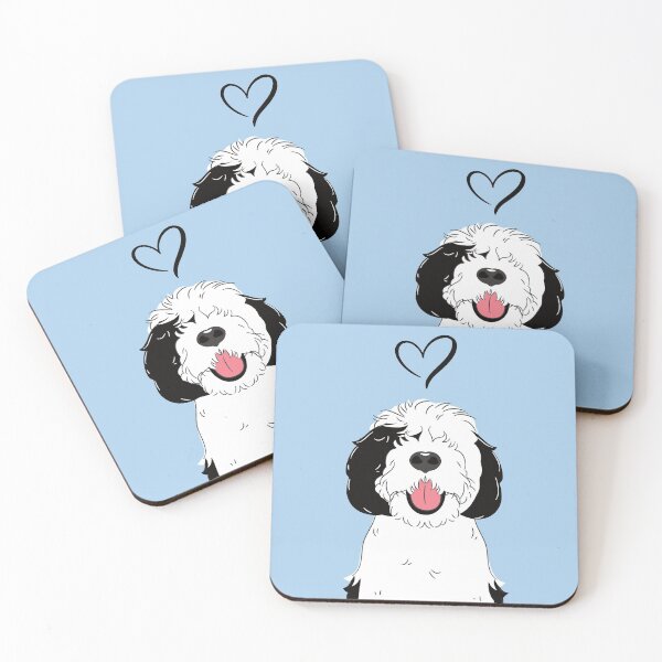 Item preview, LOVE Black and White Sheepadoodle 4 - Baby Blue designed and sold by Lulupainting.