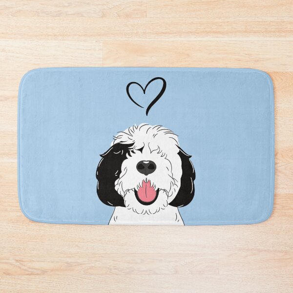 Item preview, LOVE Black and White Sheepadoodle 4 - Baby Blue designed and sold by Lulupainting.
