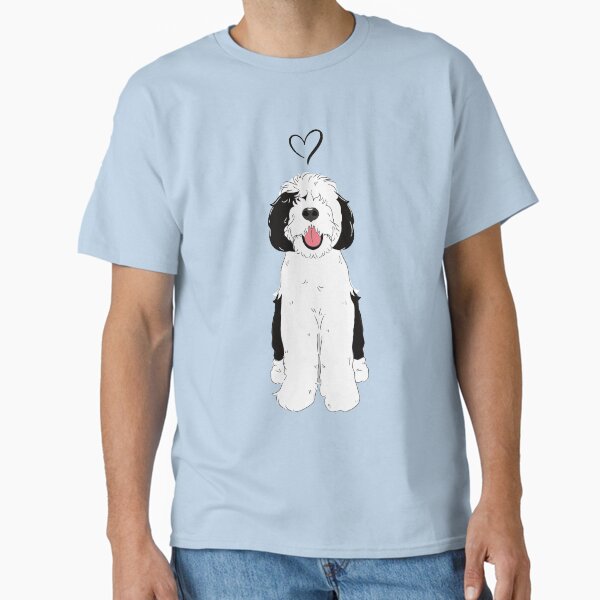 Item preview, LOVE Black and White Sheepadoodle 4 - Baby Blue designed and sold by Lulupainting.