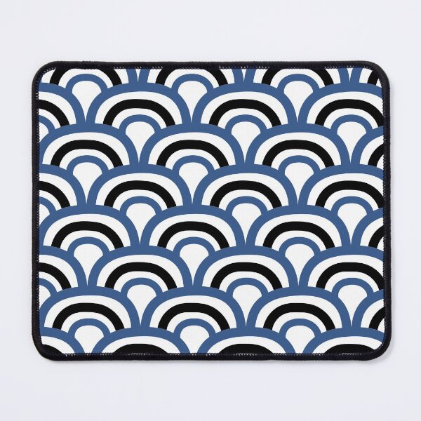 Item preview, Black Blue And White Scallop Pattern Coordinates w/Behr Popular Color 2022 Dark Cobalt Blue PPU15-03 designed and sold by ColorOfTheYears.