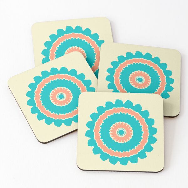 Item preview, teal and coral illustrated flower NFT designed and sold by AurelsPrints.