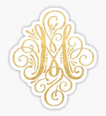 Golden Monogram Letter M Sticker