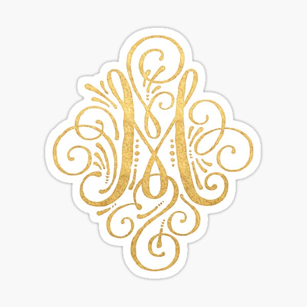Golden Monogram Letter M Sticker