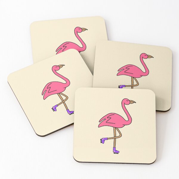 Artikelvorschau, Flamingo auf Rollschuhen entworfen und verkauft von Paperfly Doodles.