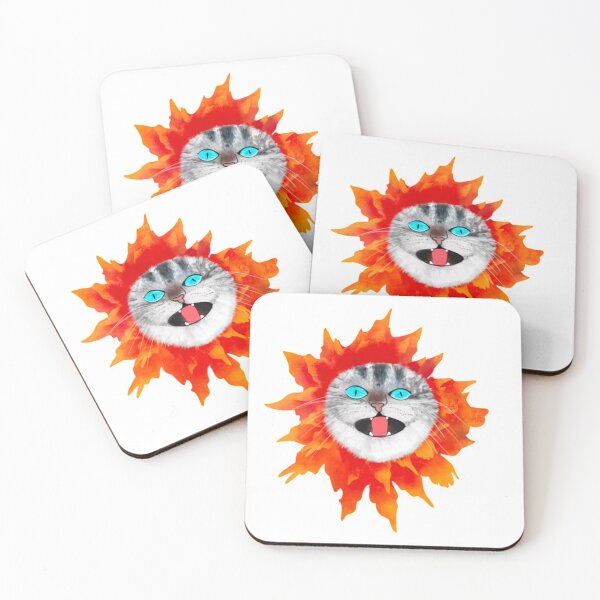 Item preview, Fall cat covered in leaves with tongue out  designed and sold by Craftystudioart.