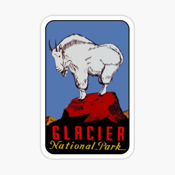 Item preview, Mountain Goat at Glacier National Park Vintage Travel Decal designed and sold by hilda74.