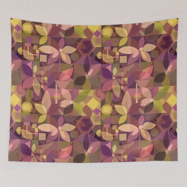 Item preview, Geometric Floral Abstract, mauves and yellow designed and sold by Palifino.