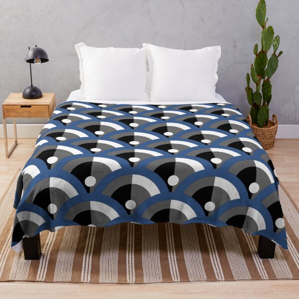 Item preview, Black Blue Gray and White Scallop Dot Pattern Coordinates w/Behr Popular Color 2022 Dark Cobalt Blue PPU15-03 designed and sold by ColorOfTheYears.