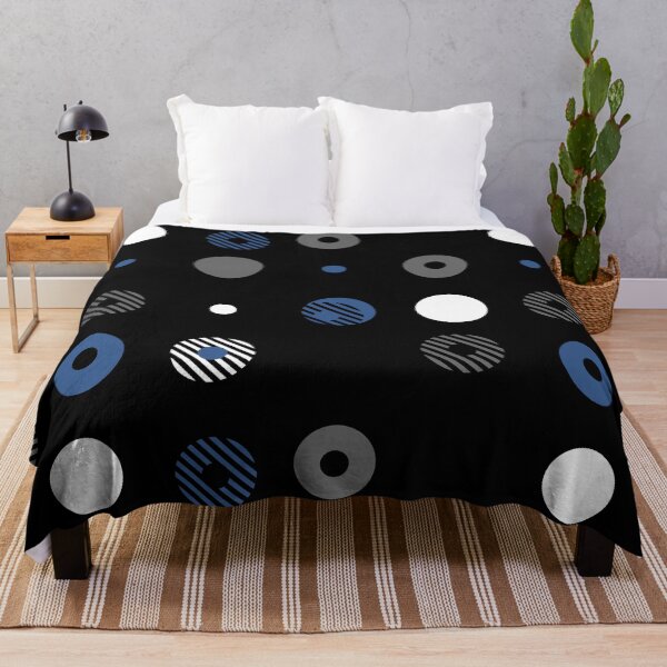 Item preview, Black Blue Gray White Stripes Polka Dot Pattern Coordinates w/Behr Popular Color 2022 Dark Cobalt Blue PPU15-03 designed and sold by ColorOfTheYears.