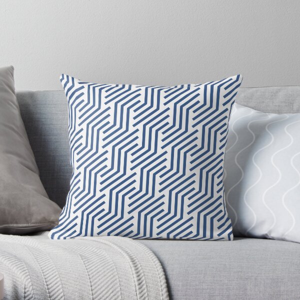 Blue and White Tessellation Line Pattern 21 Coordinates w/Behr Popular Color 2022 Dark Cobalt Blue PPU15-03 Throw Pillow