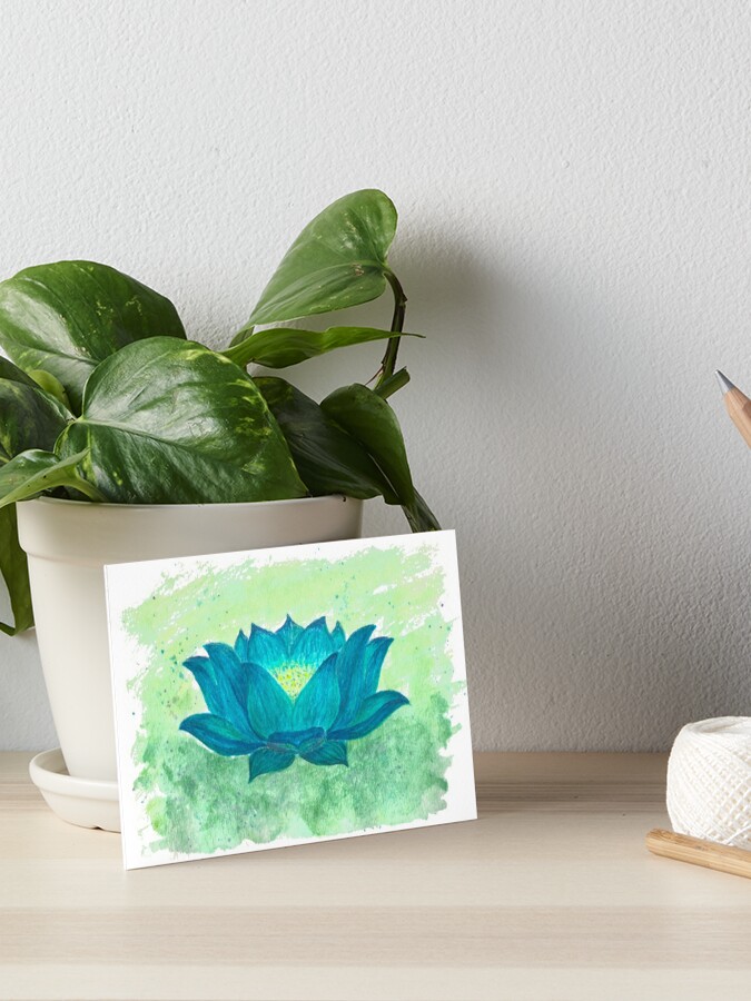 He aprendido Envío Comida Lámina rígida «Regalo de pintura de acuarela de flor de loto azul» de  talisman66 | Redbubble
