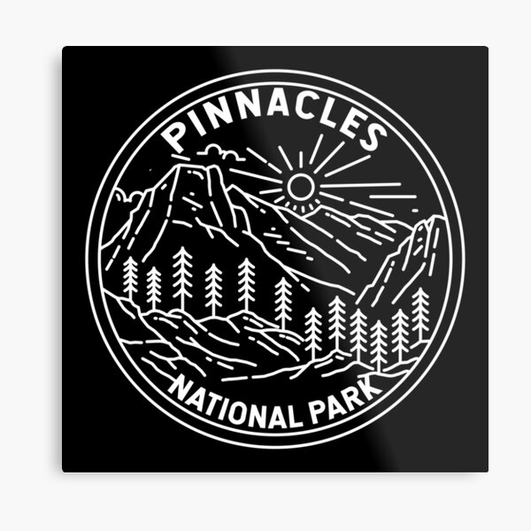Pinnacles National Park California Monoline Metal Print