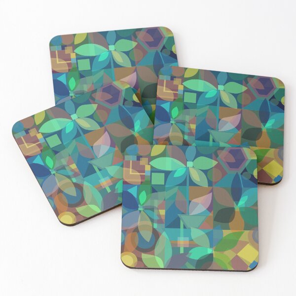 Item preview, Geometric Floral Abstract, blue greens designed and sold by Palifino.