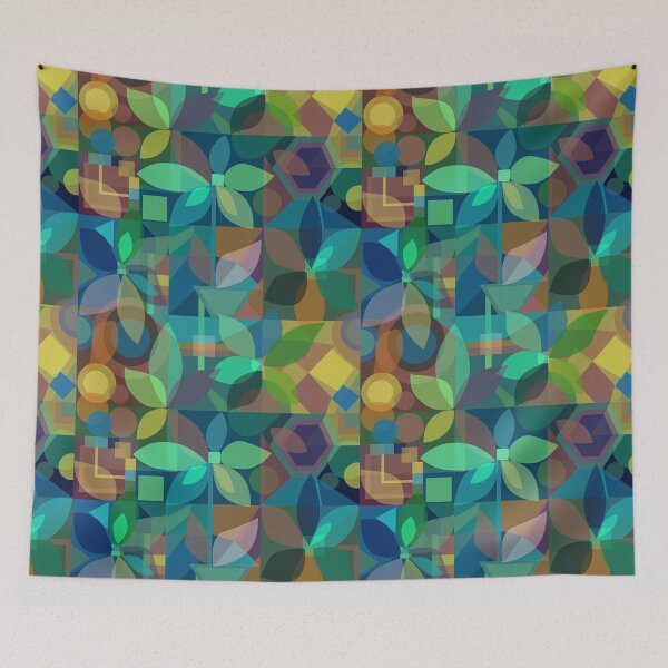 Item preview, Geometric Floral Abstract, blue greens designed and sold by Palifino.