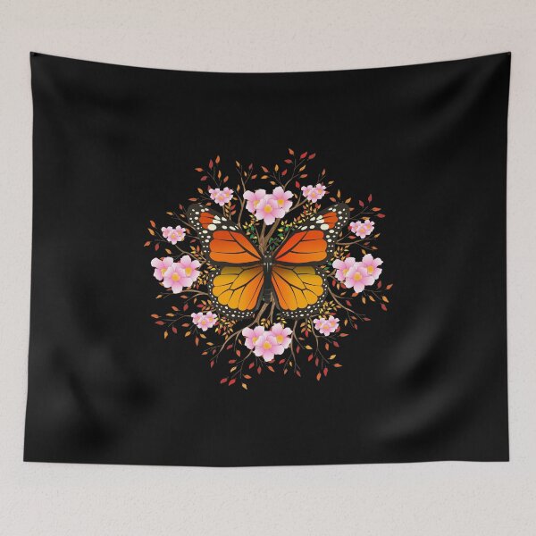 Item preview, Monarch Butterfly With Daturas Flowers Blooms Leaf Mandala Design  designed and sold by Merchking1.