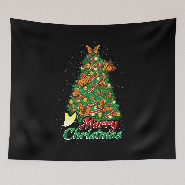 Item preview, Monarch Butterfly Merry Christmas Pine Tree Entomologists Holiday Tree designed and sold by Merchking1.