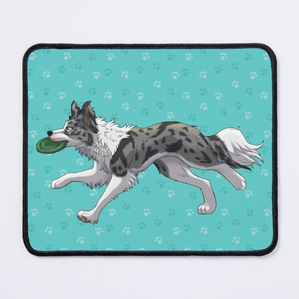 Item preview, Running Blue Merle Border Collie with Frisbee  designed and sold by Bamsdrawz.