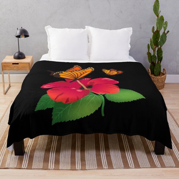 Item preview, Hibiscus Flower and Monarch Butterfly Nature Tropical Flowers With Butterflies designed and sold by Merchking1.