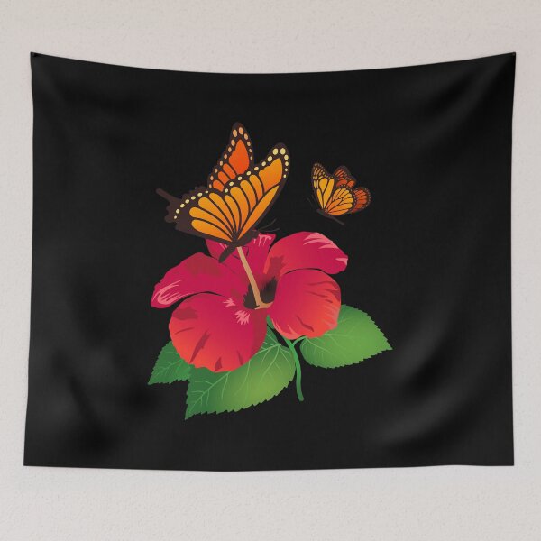 Item preview, Hibiscus Flower and Monarch Butterfly Nature Tropical Flowers With Butterflies designed and sold by Merchking1.