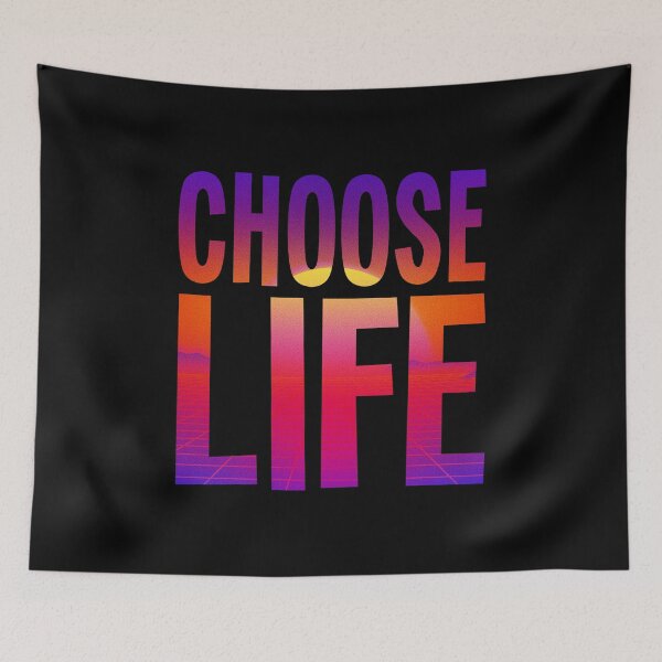 Item preview, Choose Life Vintage Retro 80s, Colorful Funny Graphic Text, Vaporwave Motivational Quote designed and sold by Merchking1.