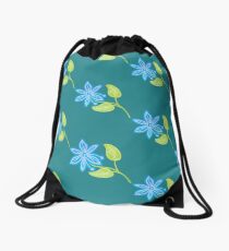 Blue Flower Drawstring Bag
