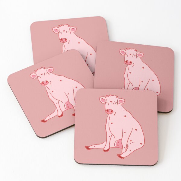 Item preview, pink cow with red hearts designed and sold by Pauli-.