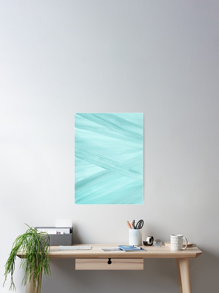 Light Aqua Blue Abstract Lines Watercolor Poster
