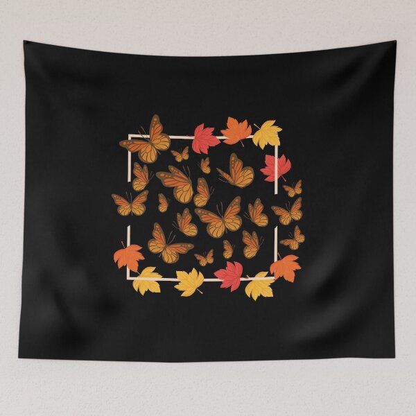 Aperçu de l'œuvre Feuilles d'érable papillon monarque, belle collection de papillons orange créée et vendue par Merchking1.