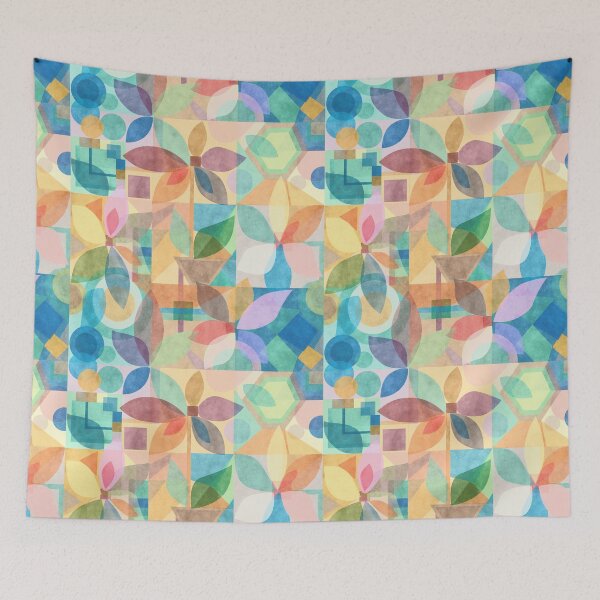 Item preview, Geometric Floral Abstract, multiple colors gouache painted designed and sold by Palifino.