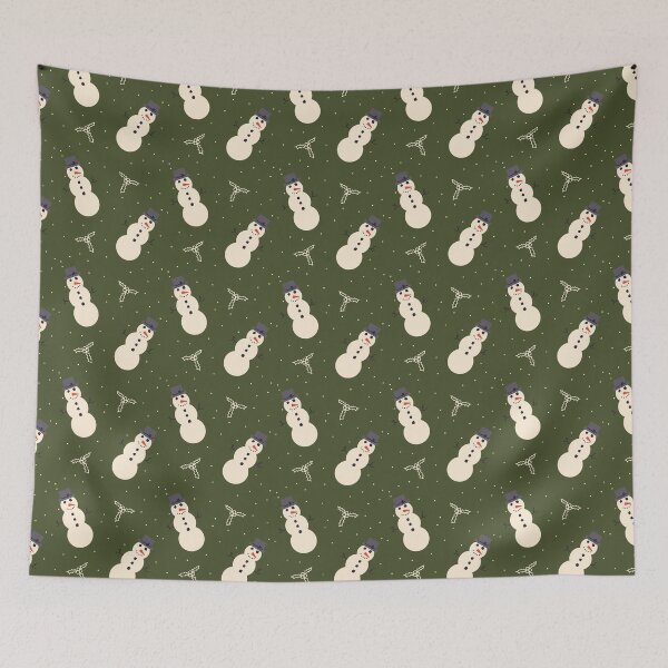 Item preview, Cozy Vintage Snowman Holly Pattern Retro Christmas Aesthetic Holiday Green Background designed and sold by retroyule.