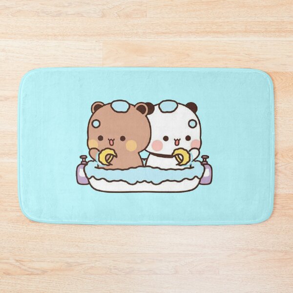 peach and goma mochi bear Bath Mat