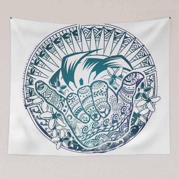 Item preview, Vintage Blue Circular Hawaiian Tribal Shaka - Hang Loose Distressed designed and sold by sunnthreads.