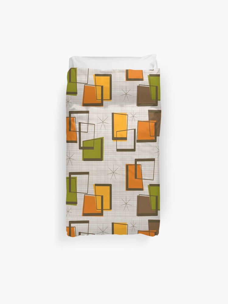 Rectangles And Stars Mid Century Duvet Cover By Gailg1957 Redbubble