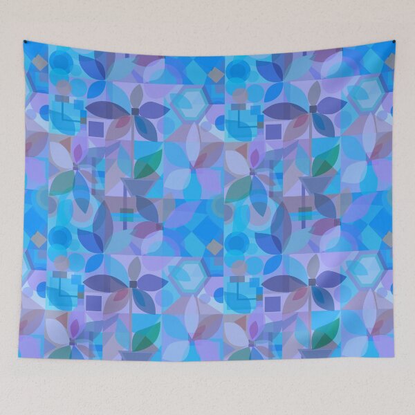 Item preview, Geometric Floral Abstract, blue tones designed and sold by Palifino.