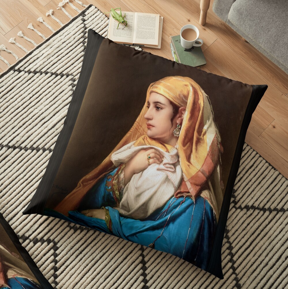 Contemplation by Jean-François Portaels - The Beauty of Thought 3 Contemplation by Belgian Painter Jean-François Portaels Classical Art Xzendor7 Old Masters Reproductions Floor Pillow