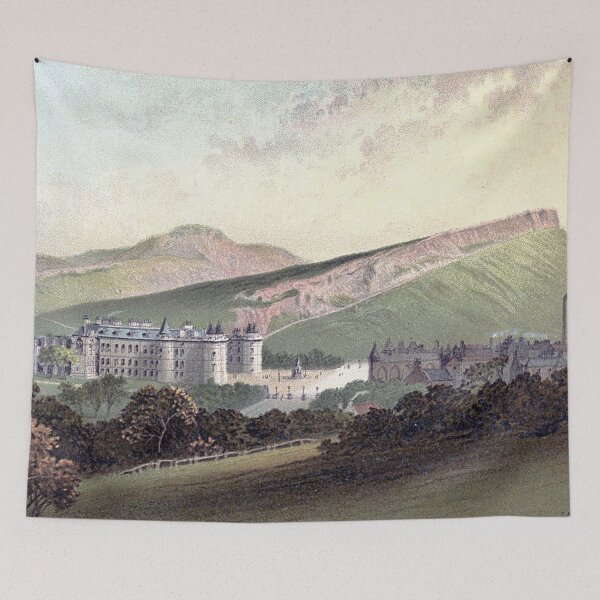 Item preview, Vintage Illustration of Holyrood Palace, Arthur's Seat & Salisbury Crags, Edinburgh designed and sold by yourscotland.